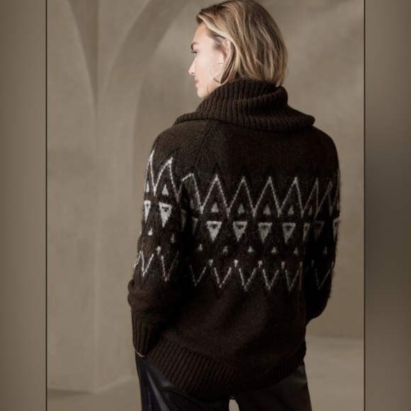 Banana Republic Brae Fair Isle Chunky Knit Wool Cashmere Quiet Luxury Sweater - Picture 3 of 4